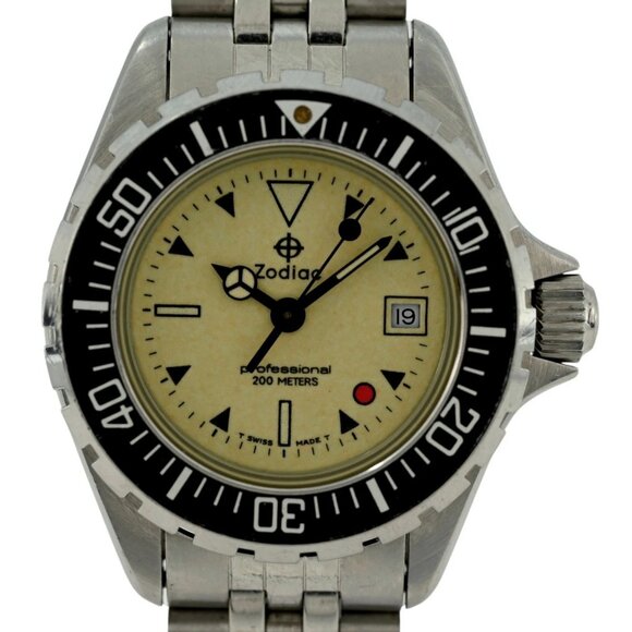 Zodiac 28mm Ladies Professional Luminous Dial Red Dot Diver Watch - Picture 1 of 8